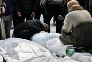 image_editor_output_image1699194783-17055931346123120762663919065639 Palestinians bid farewell to their family members who were killed by Israeli air strikes that targeted a house in eastern Rafah, south of the Gaza Strip.