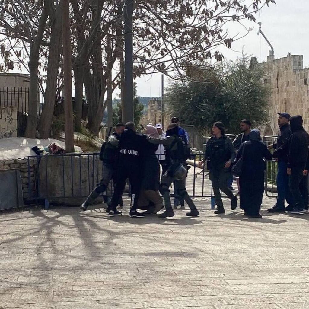 img_20240301_211429_3609054852156285490939-1024x1024 The Israeli occupation forces assault a Palestinian young man and a woman whilst detaining them near Lion’s gate in the old city of Jerusalem.