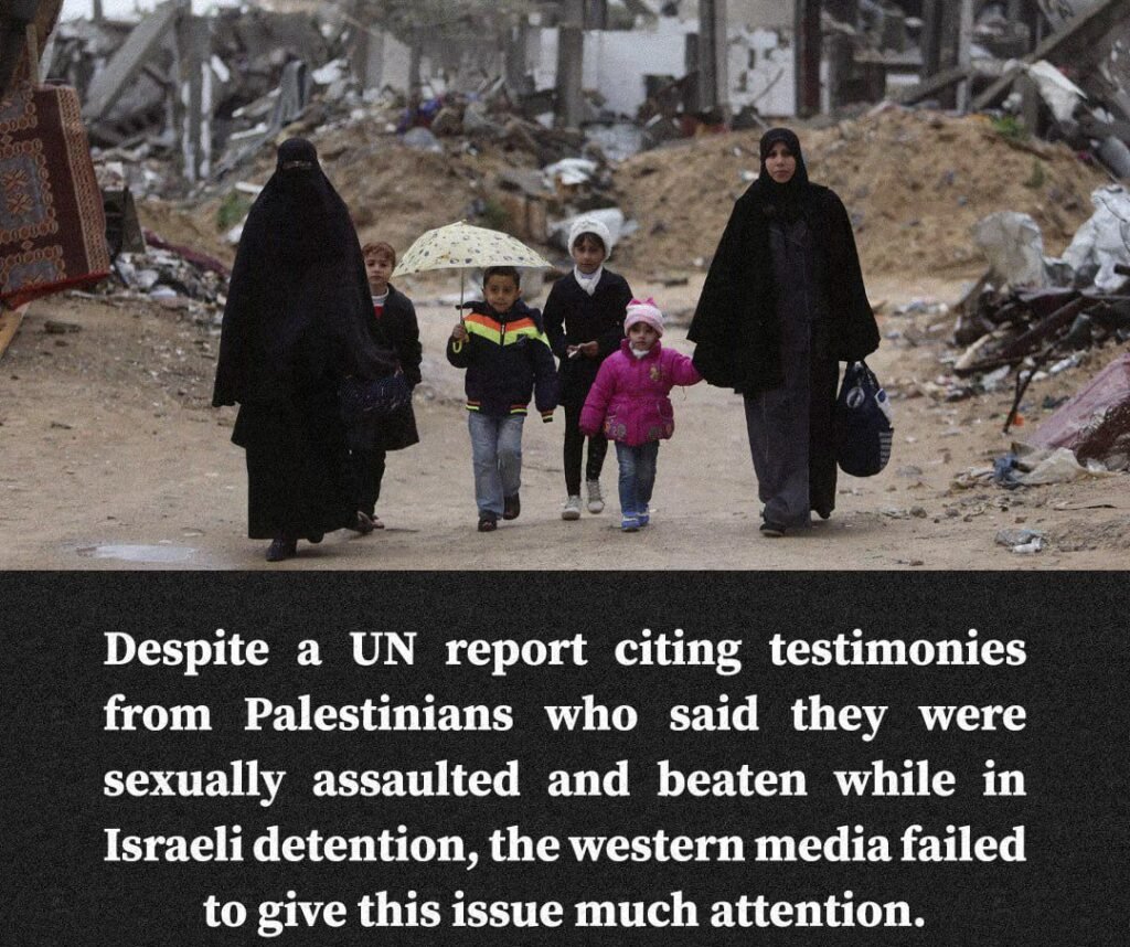 img_20240411_1248584210299203230339340-1024x858 In spite of having many documented cases of sexual violence practised systematically by Israeli soldiers, western media decided to focus on Israel's unconfirmed allegations.