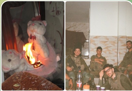 image_editor_output_image-1757495560-1717172329535 An Israeli soldier documents the burning of Palestinian children's toys inside a home they have occupied in the Gaza Strip on his social media account.