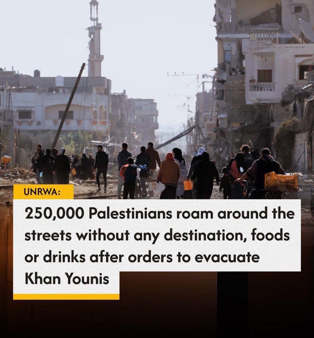 image_editor_output_image1909861572-1720365243033 The UN Agency for Palestine Refugees (UNRWA) says nearly 250,000 Palestinians have been roaming around the street over the last week without any destination, foods or drinks after orders to evacuate Khan Younis.